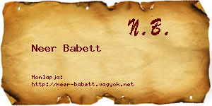 Neer Babett névjegykártya